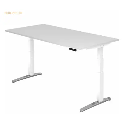 Mcbuero.de Sitz-Steh-Schreibtisch elektrisch 200x100cm Weiß/Weiß-alu