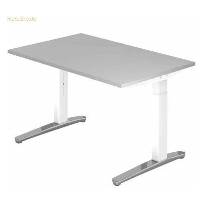 Mcbuero.de Schreibtisch C-Fuß 120x80cm Grau/Weiß-Alu poliert