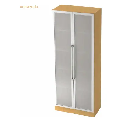 Mcbuero.de Glastürenschrank Solid 5OH BxTxH 80x42x200,4cm Griff CE Buc