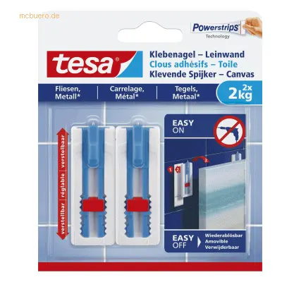 Tesa Klebenagel Leinwand für Fliesen & Metall 2kg/Nagel VE=2 Stück