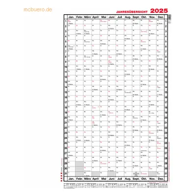 Güss Jahresübersicht A1 hoch 12 Monate Kalendarium 2025