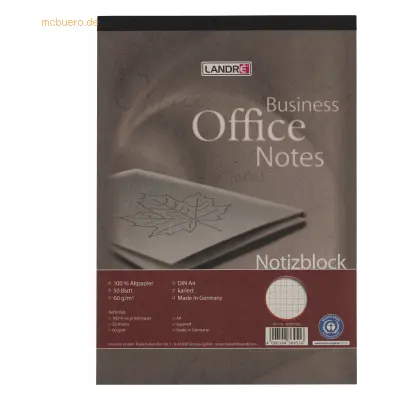 10 x Landre Notizblock Recycling mit Deckblatt A4 50 Blatt 60 g/qm kar