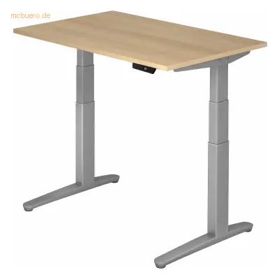 Mcbuero.de Sitz-Steh-Schreibtisch elektrisch 120x80cm Eiche/Silber