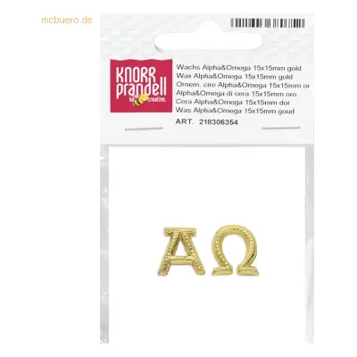 6 x Knorr prandell Wachs-Alpha und Omega 15x15mm gold 1 Paar