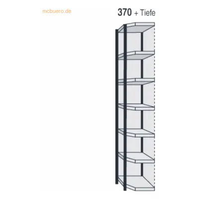 Kerkmann Magazin-Regal Stora 100 Eck-Regalfeld mit Rückwand 77x40x260c