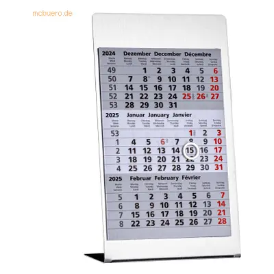 Güss 3-Monats-Tischkalender 10,5 x 23cm Edelstahl 2025