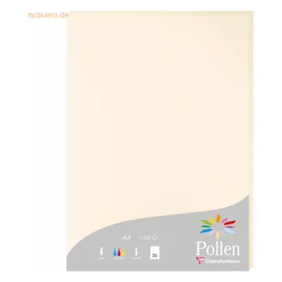 10 x Clairefontaine Papier A4 Pollen 160g 50 Blatt elfenbein