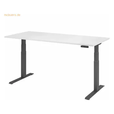 Mcbuero.de Sitz-Steh-Schreibtisch elektrisch 180x80cm Weiß/Silber