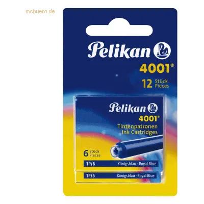 8 x Pelikan Tintenpatrone 4001 TP/6 königsblau Blister Inhalt 2 Stück