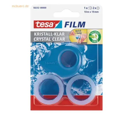 9 x Tesa Klebefilm tesafilm 10mx19mm kristall-klar VE=2 Stück + Abroll