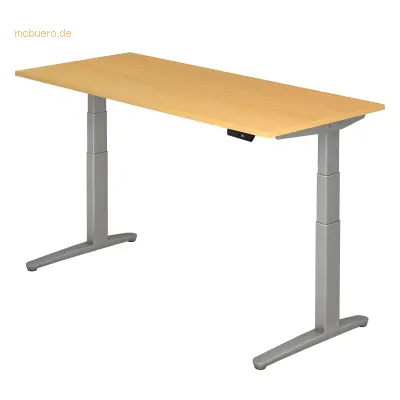 Mcbuero.de Sitz-Steh-Schreibtisch elektrisch 180x80cm Buche/silber