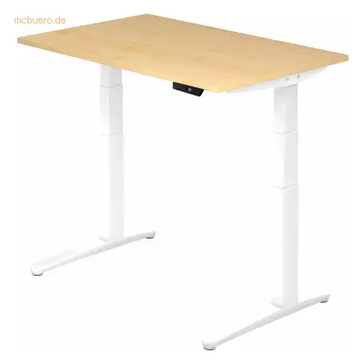 Mcbuero.de Sitz-Steh-Schreibtisch elektrisch 120x80cm Ahorn/Weiß