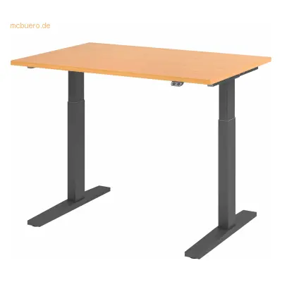 Mcbuero.de Sitz-Steh-Schreibtisch elektrisch 120x80cm Buche/Graphit