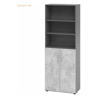 Mcbuero.de Schrank 6OH /3OH Türen BxTxH 80x42x215,6cm Griff BS Graphit