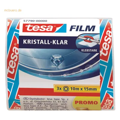 Tesa Klebefilm tesafilm kristall-klar 15mmx10m 3 Rollen