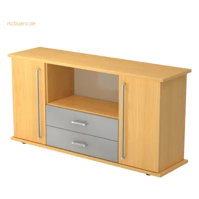 Mcbuero.de Sideboard SB 2OH 2 Schübe BxTxH 166,1x44,8x84cm Griff CE Bu