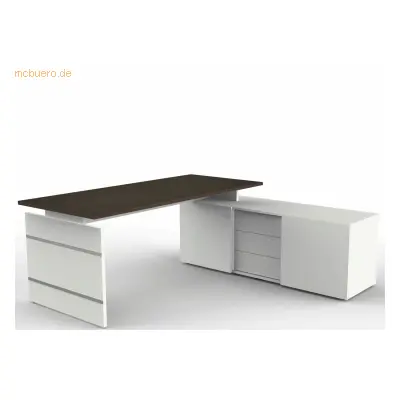 Kerkmann Komplettarbeitsplatz Form 4 mit Schreibtisch und Sideboard we