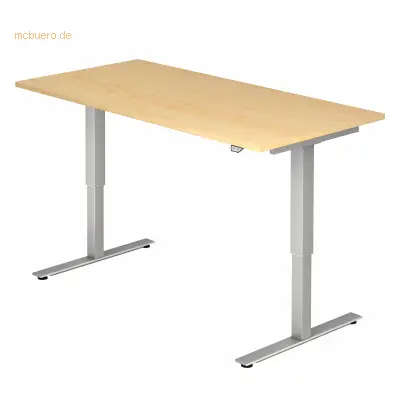 Mcbuero.de Sitz-Steh-Schreibtisch elektrisch 160x80cm Ahorn/Silber