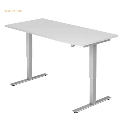 Mcbuero.de Sitz-Steh-Schreibtisch elektrisch 160x80cm Weiß/Silber