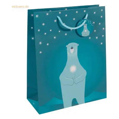 5 x Sigel Geschenktasche Large Polar bear w. candle 260x330x120mm