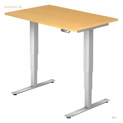 Mcbuero.de Schreibtisch 120x80x62-127cm Buche/silber elektrisch höhenv