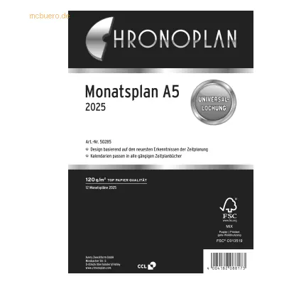 Chronoplan Monatsplan A5 Kalendarium 2025