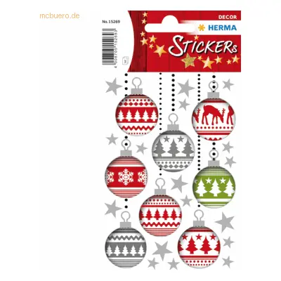 10 x HERMA Schmucketikett Decor Christbaumkugeln 3 Blatt