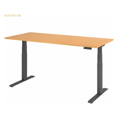 Mcbuero.de Sitz-Steh-Schreibtisch elektrisch 180x80cm Buche/Silber