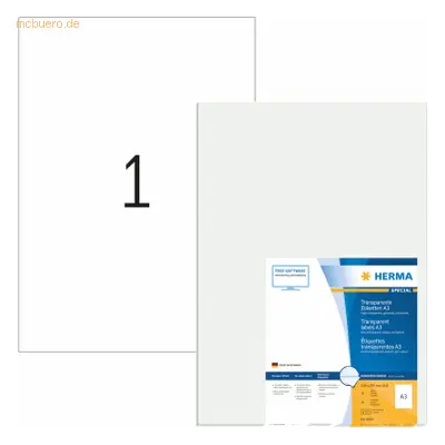 HERMA A3-Etiketten Folie transparent 297x420mm Special A3 LaserCopy 50