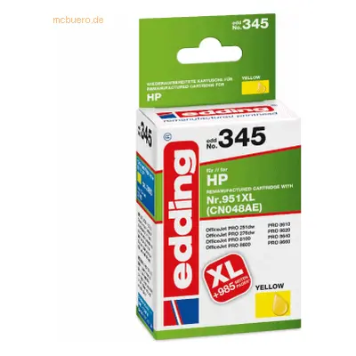 Edding Druckerpatrone kompatibel mit HP No. 951XL (CN048AE) yellow