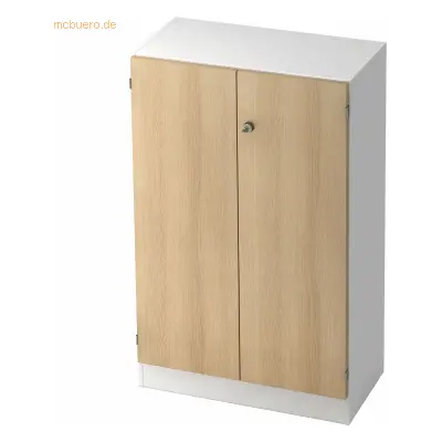 Mcbuero.de Schrank Solid 3OH BxTxH 80x42x127cm Griff SG Weiß/Eiche