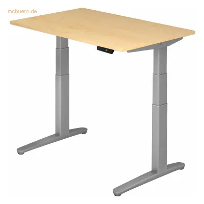 Mcbuero.de Sitz-Steh-Schreibtisch elektrisch 120x80cm Ahorn/silber