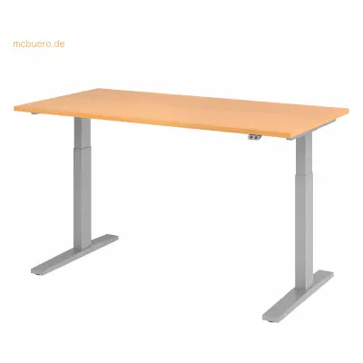 Mcbuero.de Sitz-Steh-Schreibtisch elektrisch 160x80cm Buche/Silber