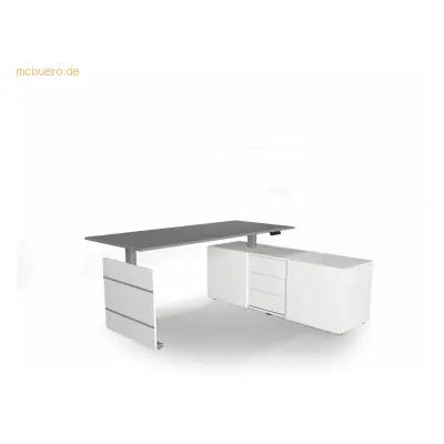 Kerkmann Komplettarbeitsplatz Move 3 180x80x72-120 mit Sideboard silbe