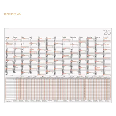 5 x Rido Wandkalender Modell Kombi 98x68,5cm 1 Seite = 13 Monate 2025