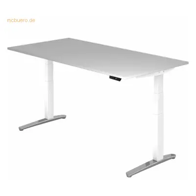 Mcbuero.de Sitz-Steh-Schreibtisch elektrisch 200x100cm Grau/Weiß-alu