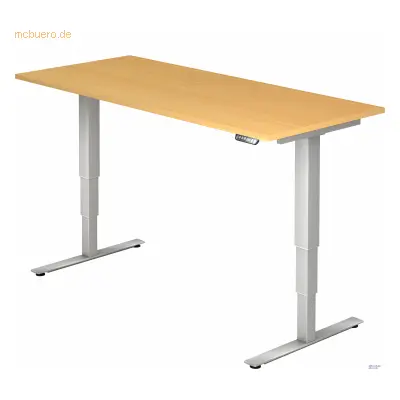 Mcbuero.de Schreibtisch 180x80x62-127cm Buche/silber elektrisch höhenv