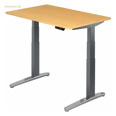 Mcbuero.de Sitz-Steh-Schreibtisch elektrisch 120x80cm Buche/Graphit-al