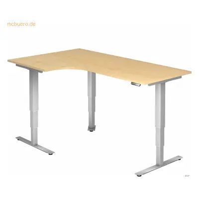 Mcbuero.de Schreibtisch 200x120x62-127cm Ahorn/silber elektrisch höhen