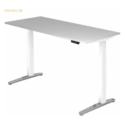 Mcbuero.de Sitz-Steh-Schreibtisch elektrisch 180x80cm Grau/Weiß-alu