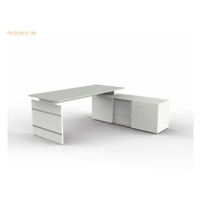 Kerkmann Komplettarbeitsplatz Form 4 mit Schreibtisch und Sideboard li