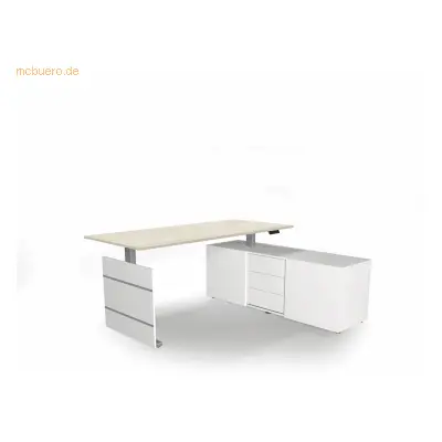 Kerkmann Komplettarbeitsplatz Move 3 180x80x72-120 mit Sideboard silbe