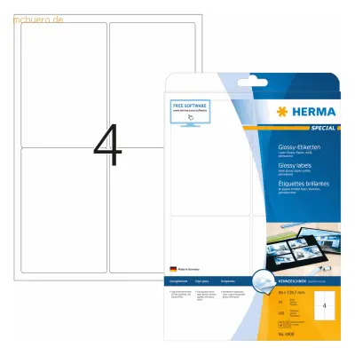 HERMA Etiketten weiß Glossy 96x139,7mm Special A4 LaserCopy 100 Stück