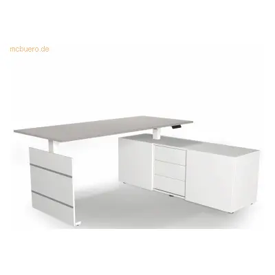 Kerkmann Sitz-/Stehtisch Move 3 180x80x72-120 mit Sideboard lichtgrau