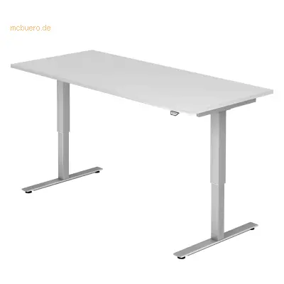 Mcbuero.de Sitz-Steh-Schreibtisch elektrisch 180x80cm Weiß/Silber