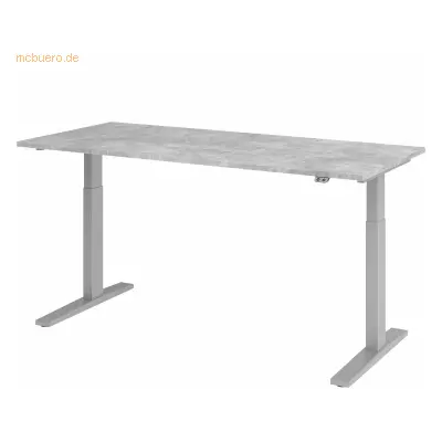 Mcbuero.de Sitz-Steh-Schreibtisch elektrisch 180x80cm Beton/Silber