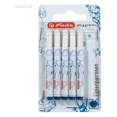 8 x Herlitz Universal-Tintenpatronen blau VE=5 Stück