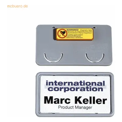 Durable Namensschilder Clip-Card mit Magnet 75x40 grau VE=25 Stück