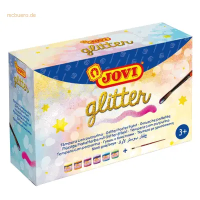 Jovi Plakatfarbe Glitter Tempera Set VE=6 Dosen a 55ml + Pinsel