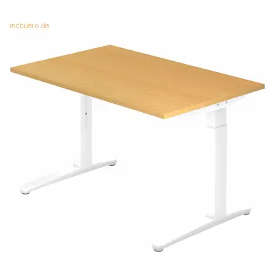 Mcbuero.de Schreibtisch C-Fuß 120x80cm Buche/Weiß